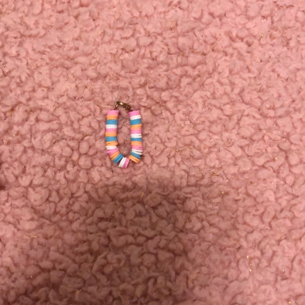 Ring with clay beads ( pink,white,light blue,orange)